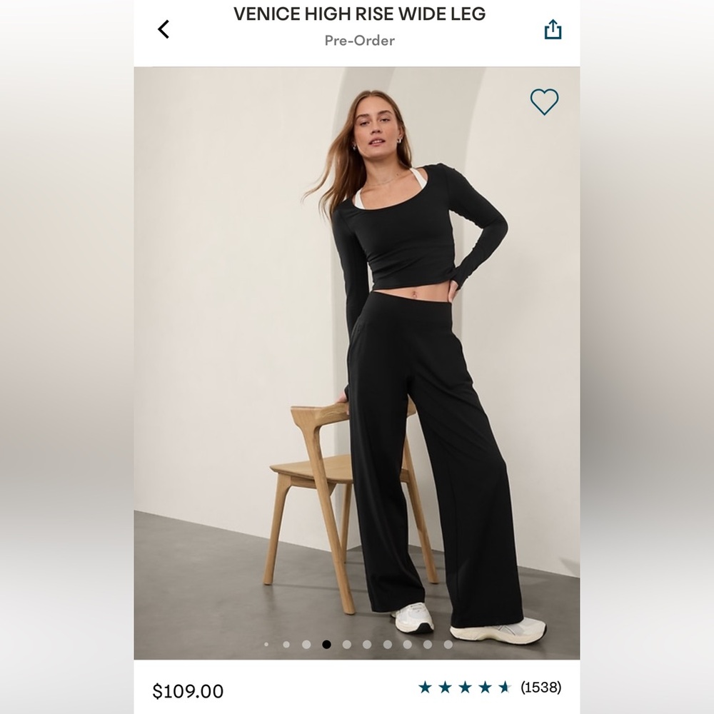Athleta Venice Wide Leg Pants, M Petite, Black